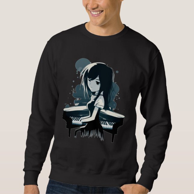 Sweatshirt Cool Piano Girl loves to play (Devant)