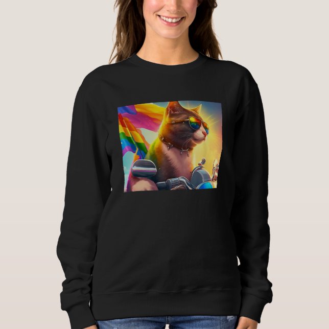 Sweatshirt Cool Rainbow Cat LGBT Sunglasses Bisexual Funny Ki (Devant)