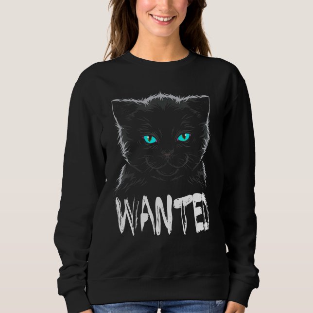 Sweatshirt Cool Recherché de chat noir (Devant)