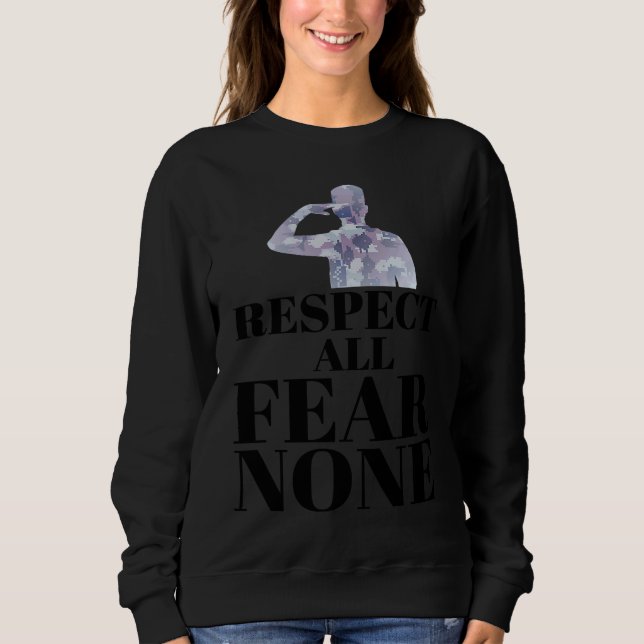 Sweatshirt Cool Respect All Fear None Military Paratroopers (Devant)