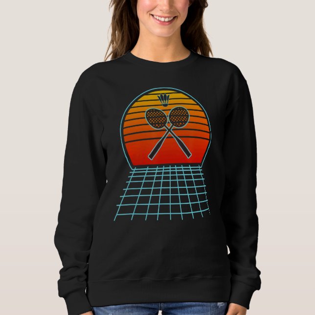 Sweatshirt Cool Retro Sunset Vaporwave Badminton (Devant)