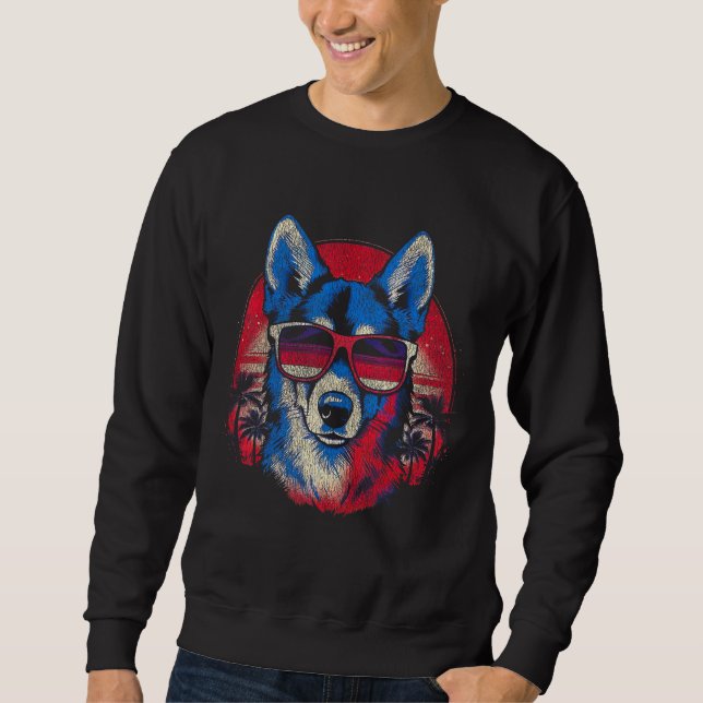Sweatshirt Cool Sibérien Husky Portant des lunettes de soleil (Devant)
