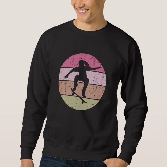Sweatshirt Cool Skater Girl Vintage Retro Skateboarding Skate (Devant)