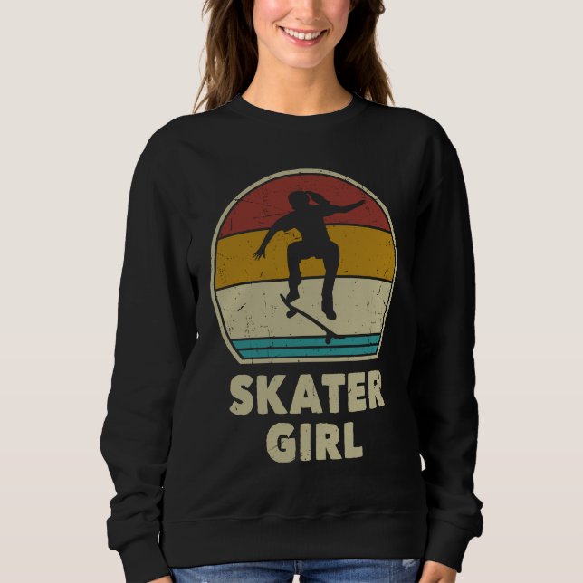 Sweatshirt Cool Skater Girl Vintage Skating Skateboarding Ska (Devant)