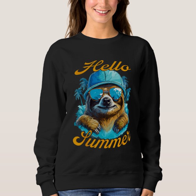Sweatshirt Cool Sloth Hello Summer Vacation Beach Summer (Devant)