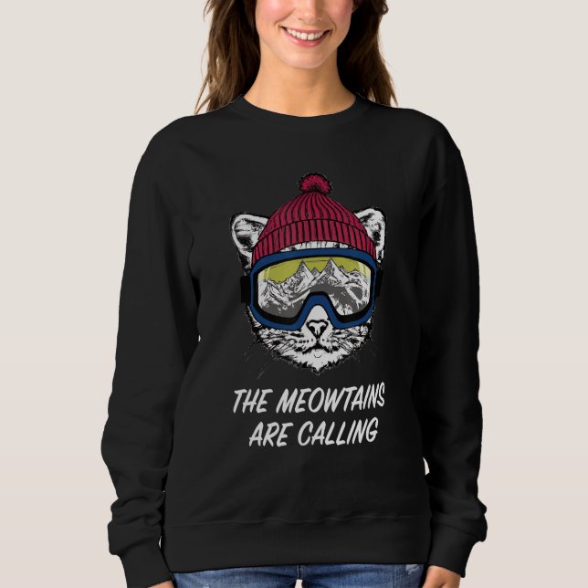 Sweatshirt Cool Snowboard Ski Lover Mountain Skier Funny Cat  (Devant)