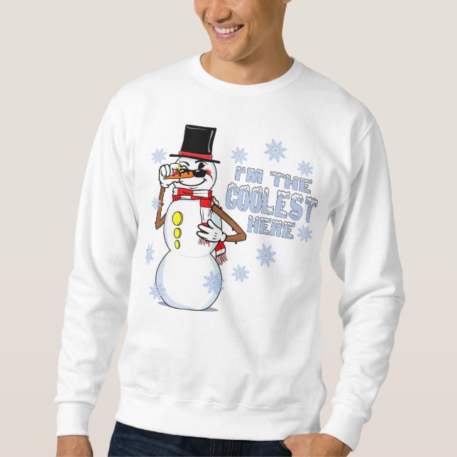 Sweatshirt Cool Snowman Funny RubberHose Retro Hiver Cartogra (Devant)
