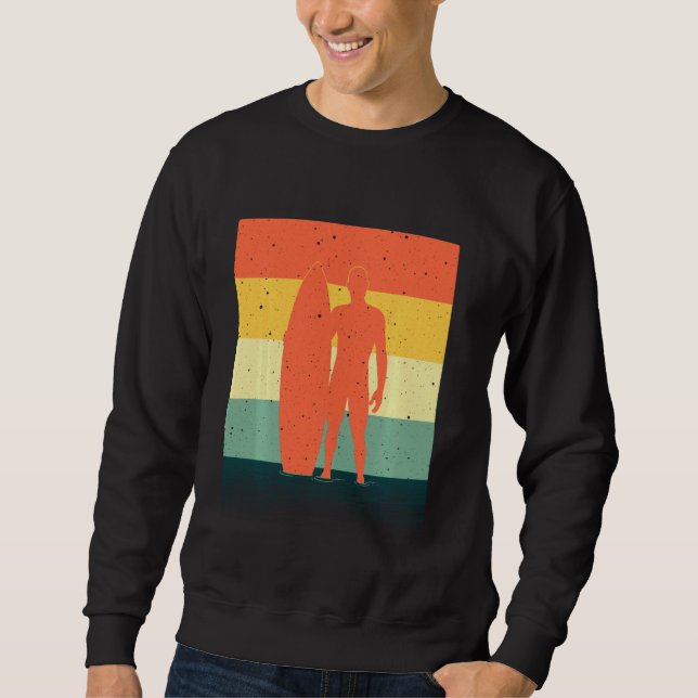 Sweatshirt Cool Surfer Pour Hommes Garçons Rétro Surfboard Be (Devant)