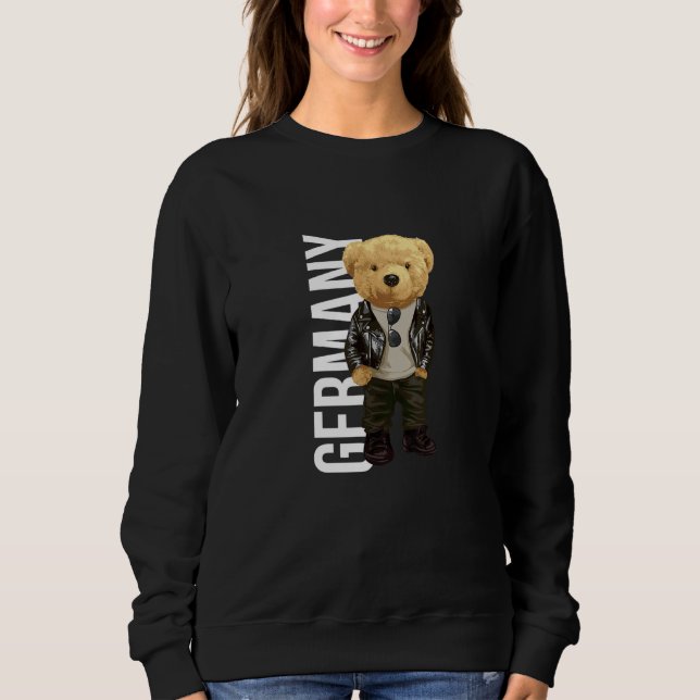 Sweatshirt Cool Teddy Bear in German Style Illustration Graph (Devant)