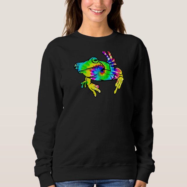 Sweatshirt Cool Tie Dye Peace Frog Drôle Hippie Tadpole Lover (Devant)