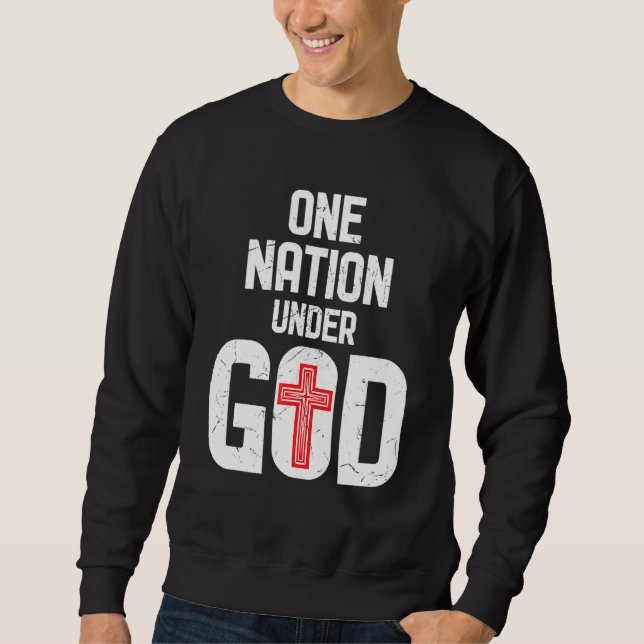 Sweatshirt Cool Une Nation Sous Dieu Religion Croix Rouge Act (Devant)
