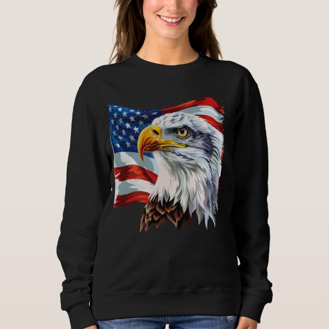 Sweatshirt Cool USA Patriotic Bald Eagle drapeau américain po (Devant)