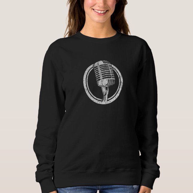 Sweatshirt Cool Vintage détendu Vieux microphone (Devant)