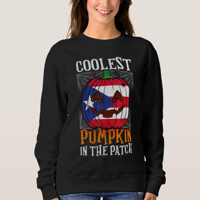 Sweatshirt Coolest Pumpkin In The Patch Boricua Flag Jack Ou2 (Devant)