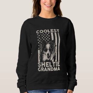 Sweatshirt Coolest Sheltie Grand-mère Vintage American Flag F