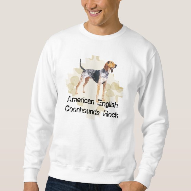 Sweatshirt Coonhound de l'anglais américain avec le feuille (Devant)