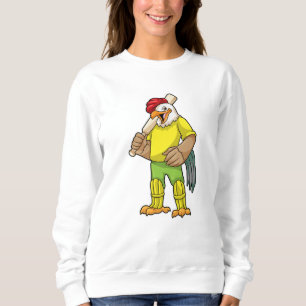Sweatshirt Coq en batteur avec batte de cricket