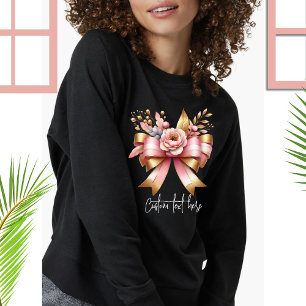 Sweatshirt Coquette Aesthétique Pink Bow Nom personnalisé Swe