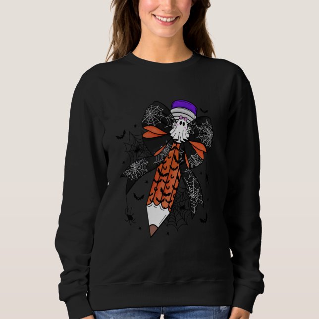 Sweatshirt Coquette Bow crayon drôle Fantôme Éffrayant enseig (Devant)