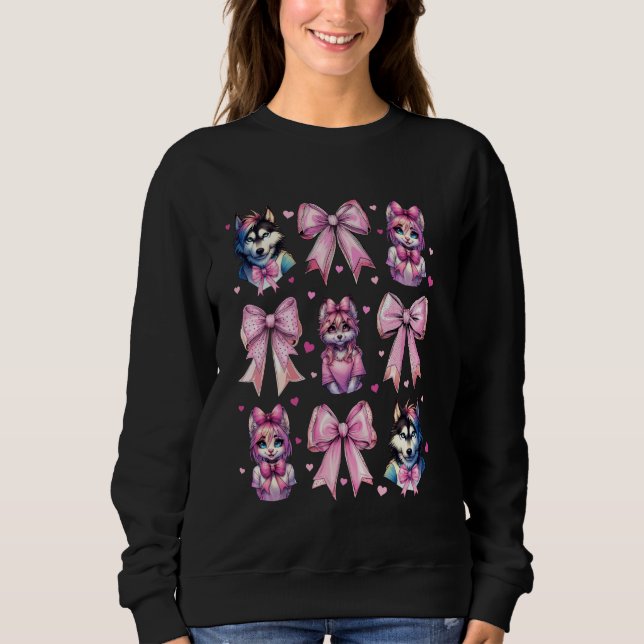 Sweatshirt Coquette Bow Furry Fandom Fursona Maillot Fox (Devant)