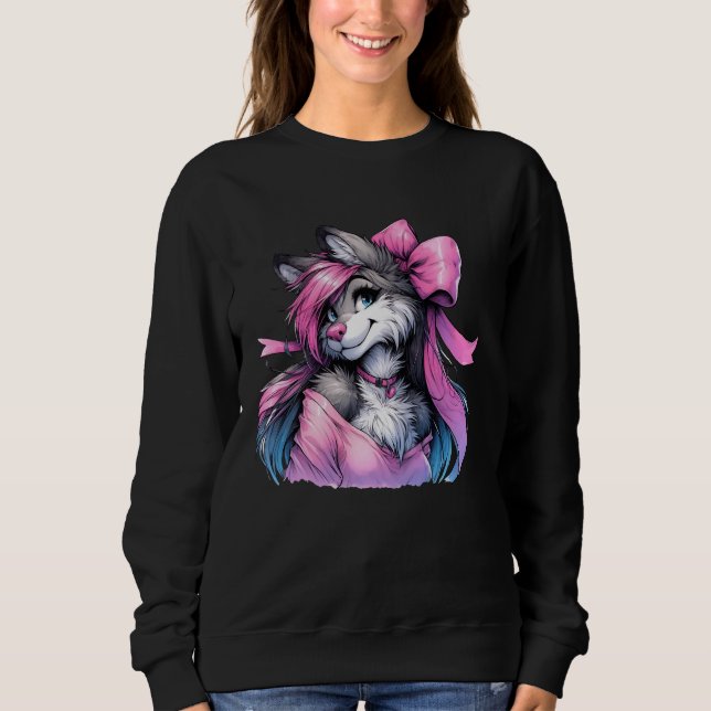 Sweatshirt Coquette Bow Furry Fandom Fursona Maillot Fox (Devant)