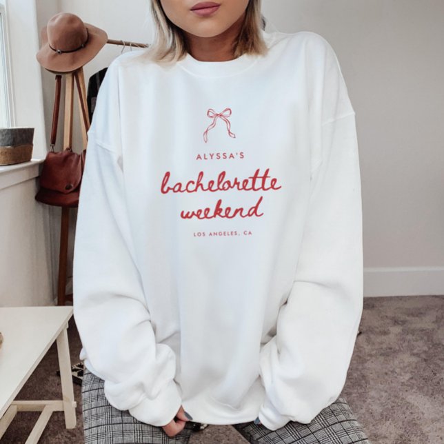 Sweatshirt Coquette Bow Script Custom Bachelorette Weekend (Créateur téléchargé)