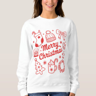 Sweatshirt Coquette Joyeux Noël Doodles Arbre Bow