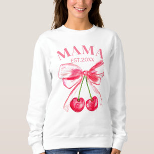 Sweatshirt Coquette Pink Bow Cerises Mignonne Maman Esthétiqu