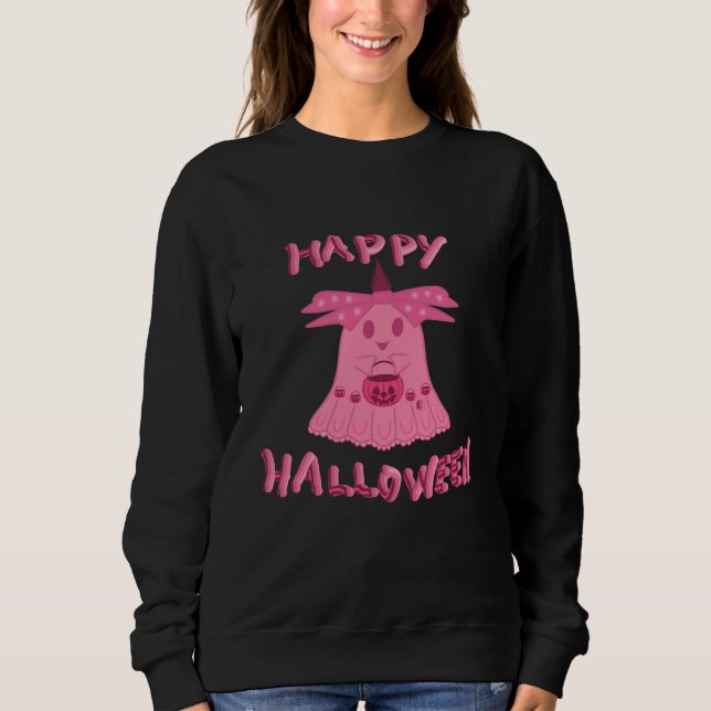 Sweatshirt Coquette Rose Fantôme Joyeux Halloween Art Numériq (Devant)