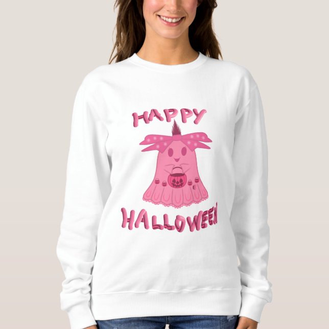 Sweatshirt Coquette Rose Fantôme Joyeux Halloween Art Numériq (Devant)