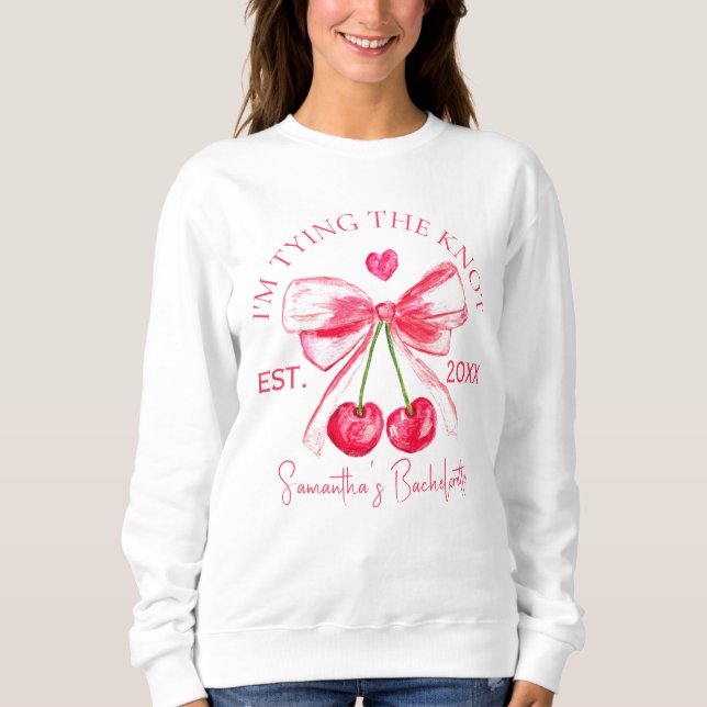 Sweatshirt Coquette Rose Ruban Cerise Fête de Bachelorette  (Devant)