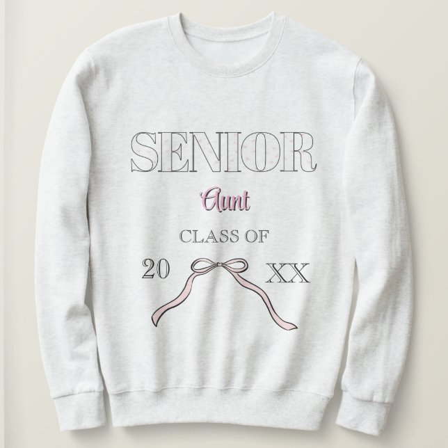 Sweatshirt Coquette Senior Aunt Graduate Custom Pink Bow  (Design devant)