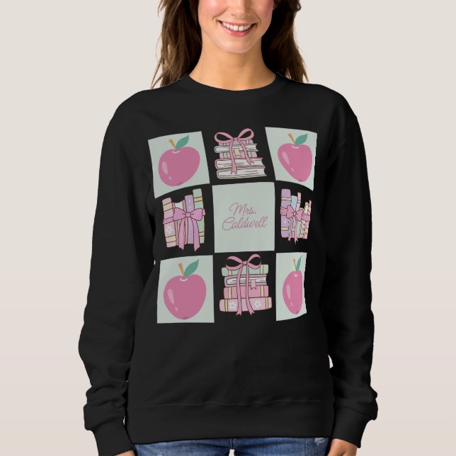 Sweatshirt Coquette Teacher Apple et livre (Devant)