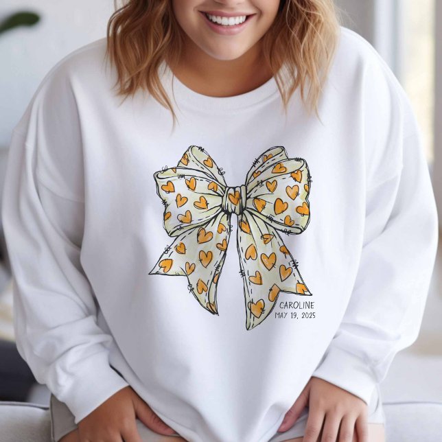 Sweatshirt Coquette Whimsical Coeur Bow jaune (Créateur téléchargé)