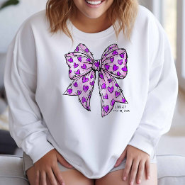 Sweatshirt Coquette Whimsical Coeur Bow pourpre et lavande