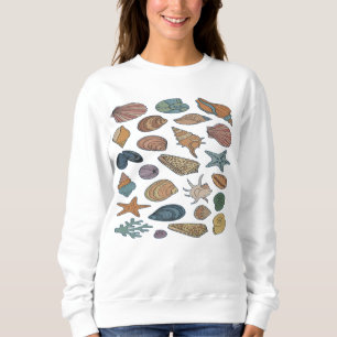 Sweatshirt Coquillages et étoiles de mer vintage.