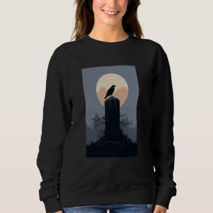 Sweatshirt Corbeau Gothique Esthétique Sur Pierre Tombstone