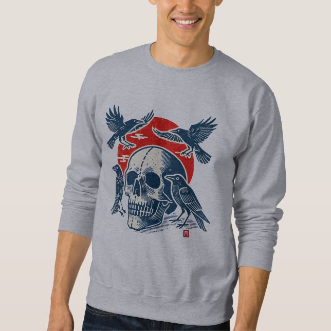 Sweatshirt Corbeaux et Crâne  (Devant)