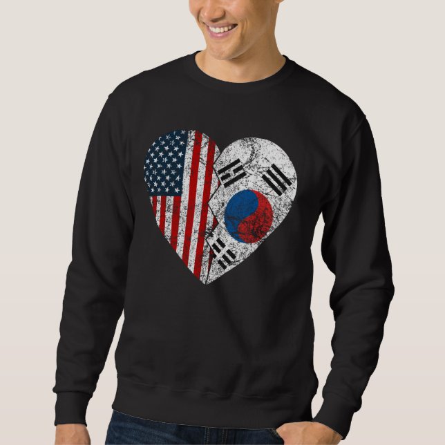Sweatshirt Corée du Sud Coeur du drapeau américain coréen Éta (Devant)