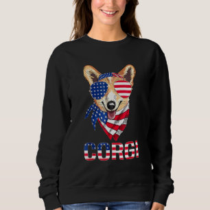 Sweatshirt Corgi Chien Lunettes de soleil Drapeau américain 4