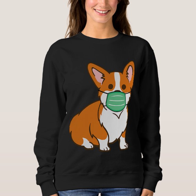 Sweatshirt Corgi Chien Masque Visage Masque Distances sociale (Devant)