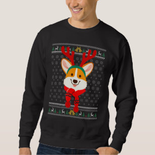 Sweatshirt Corgi Christmas Reindeer Ugly Sweater Scarf Holida