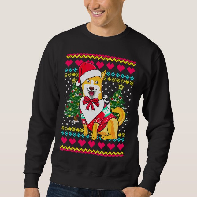 Sweatshirt Corgi Dog With Santa Claus Hat Christmas (Devant)