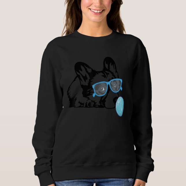 Sweatshirt Corgi dog with with bubble gum glasses  Corgi boys (Devant)