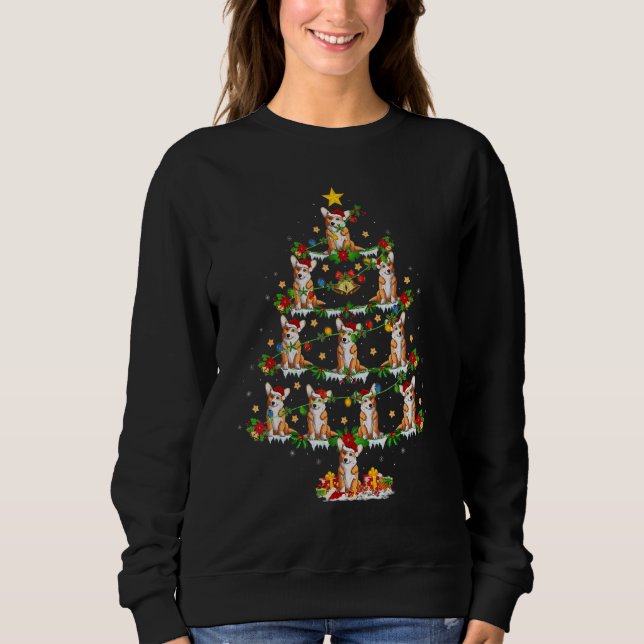 Sweatshirt Corgi Dog  Xmas Lights Corgi Christmas Tree (Devant)