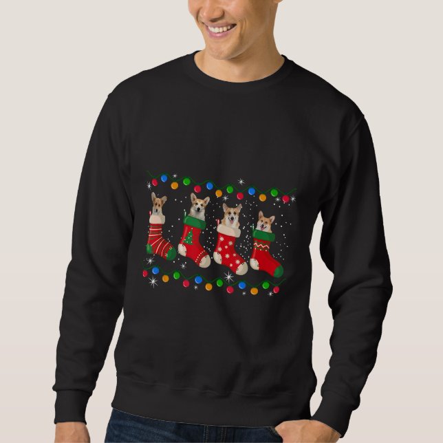 Sweatshirt Corgi En Chaussettes Noël (Devant)