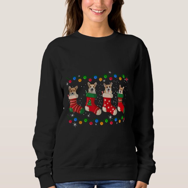 Sweatshirt Corgi En Chaussettes Noël (Devant)