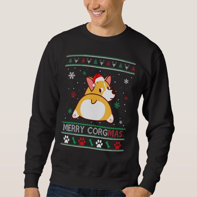 Sweatshirt Corgi laide de Noël Joyeux Corgmas Corgi (Devant)