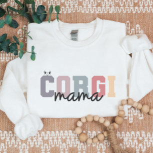 Sweatshirt Corgi Mama Chien Retro College Style Personnalisé