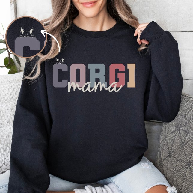 Sweatshirt Corgi Mama Dog Retro College Style (Créateur téléchargé)